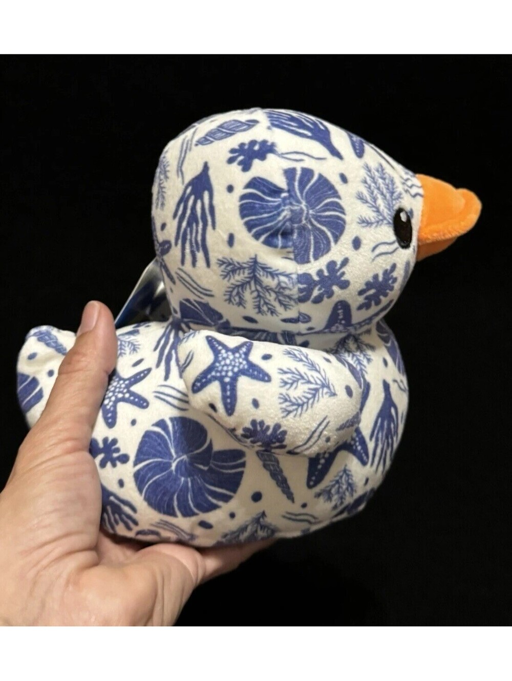 Beach House Decor Animal 8” Plush Duck Blue Coastal Nautical Ocean Seashell NWT
